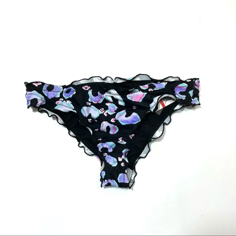 Salt+Cove leopard multi ruffled bikini swim bottom